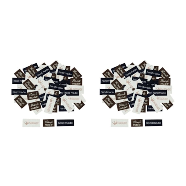 1/2/3/5 100x Handgjorda engelska etiketter Taggar tyg DIY kläder handgjorda krontryck 120 st Handmade Crown Print 120 Pcs 2 Set