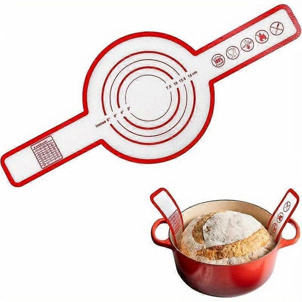 Silicone Baking Mat for Dutch Oven, Silicone Bread Sling with Long Handles Reusable Baking Accessory for Sourdough Bread