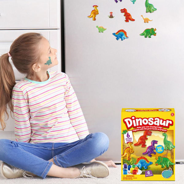 Luminous Dinosaurie Målningsset med Dinosaurieform Gipsplatta Kylskåpsmagnet Konst och Hantverk Set DIY Leksaker Present till Barn Pojkar Flickor 0.7
