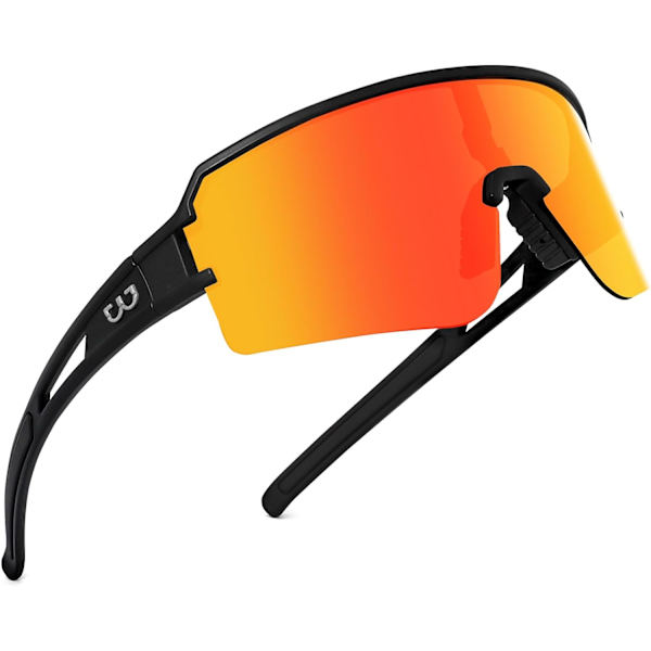Polarisoidit pyöräilylasit miehille ja naisille, UV400-suoja, urheilulasit baseballin, juoksun jne. harrastuksiin Black&red Lens