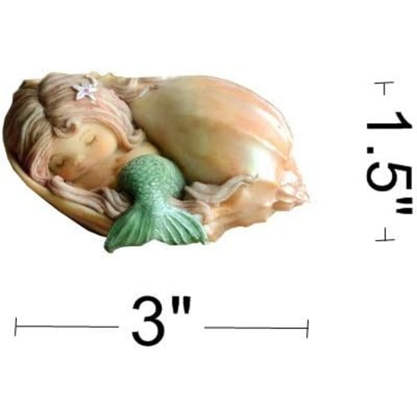 Miniature Havefigur af Havfruefe - Drømmende Havfrue Little Mermaid in Conch