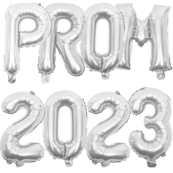 1 sett avgangsballonger 2023 aluminiumsfolieballonger Dekorative ballonger 2023 ballonger (40X20X10CM, sølv)
