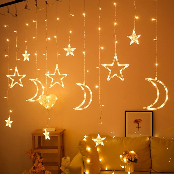 Eid Ramadan dekorativa Fairy Light Moon och Star Islam MubarakLEDs