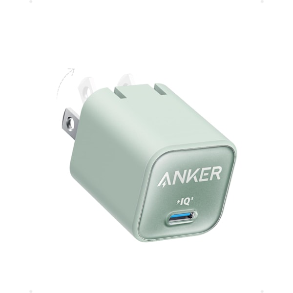 Lader, USB C GaN Lader 30W, PIQ 3.0 Foldbar PPS Rask Lader for iPhone 16 / 15 og flere serier, Galaxy, iPad, Kompatibel med MagSafe (grønn) green