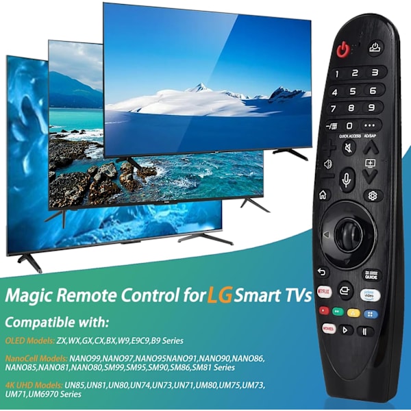 LG Magic Fjernkontroll Kompatibel med Mange LG-Modeller, Netflix og Prime Video Hurtigtaster null ingen (Infrarød Ikke-Stemme Mus) Style 1