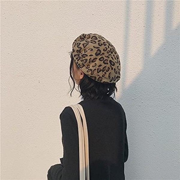 Basker Fransk Konstnär Leopard Basker Dam Höst Vinter Hatt Justerbar