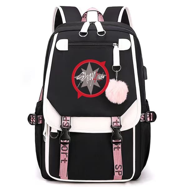 Large Capacity Travel Backpack with USB Charging - Trendy School Bag for Students with Laptop Compartment Black 2