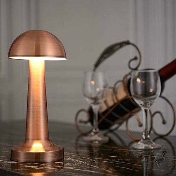 Bar LED Bordslampa, USB Uppladdningsbar Trådlös Touchkontroll Dimbar Skrivbordslampa för Hotell Restaurang Läscafé Sänglampa Nattlampa, Brons