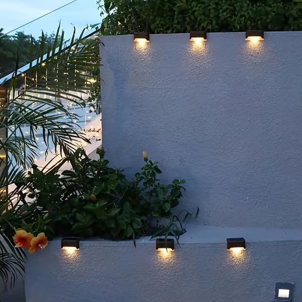 10 Stykker Solar Udendørs Havelamper Sæt Trappe Dæk Lys Gelænder Dekorativ IP44 Black Shell White Light 10pcs