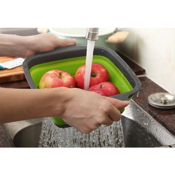 Hopfällbar sil Frukt Grönsak tvättkorg Durkslag Diskavlopp Silikon Durkslag Hopfällbar avrinning Köksförvaringsverktyg
