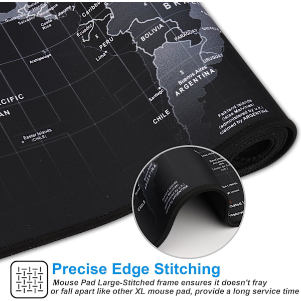 XXL Ammattimainen Suuri Hiirimatto & Tietokonepelihiirimatto (35.4x15.7x0.1IN, Kartta) (90 * 40 Kartta)