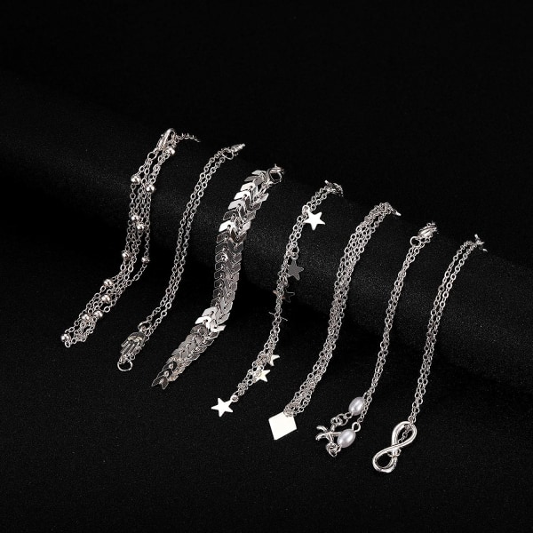 16 stk ankelarmbånd til kvinder piger guld sølv to stil kæde strand ankel armbånd smykker ankel sæt, justerbar størrelse