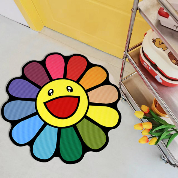 40 tommer Takashi Murakami teppe - Blomsterdesign, mykt og slitesterkt materiale for hjemmeinnredning og kontorbruk av Takashi Murakami (02, 40X40 tommer (100x100 cm))