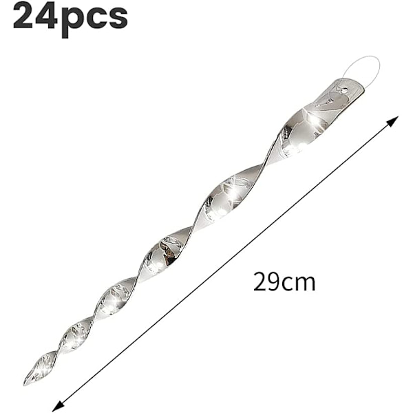 Spiralformade reflexer, reflexfågelavvisare, fågelskrämma utomhus, balkongfågelavvisare, 24 stycken, 29,5*2,5 cm, plast