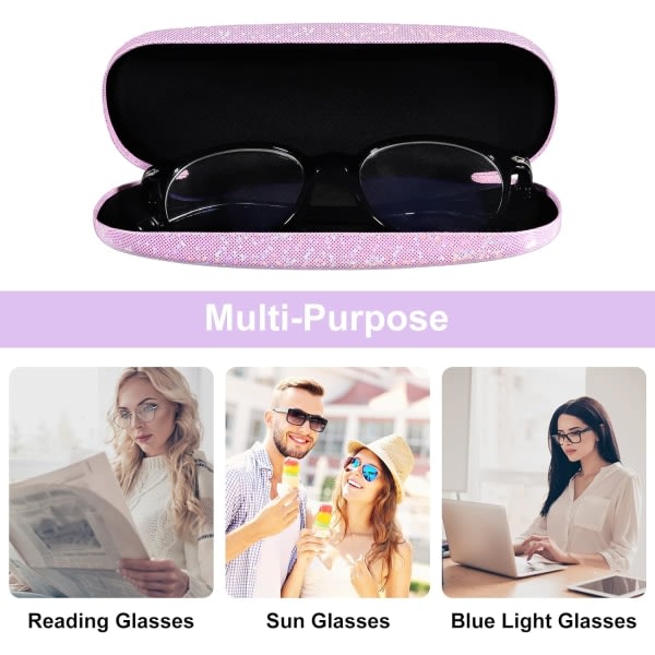 2 stk. Pink White Hard Shell Case Bling PU Læder Glas