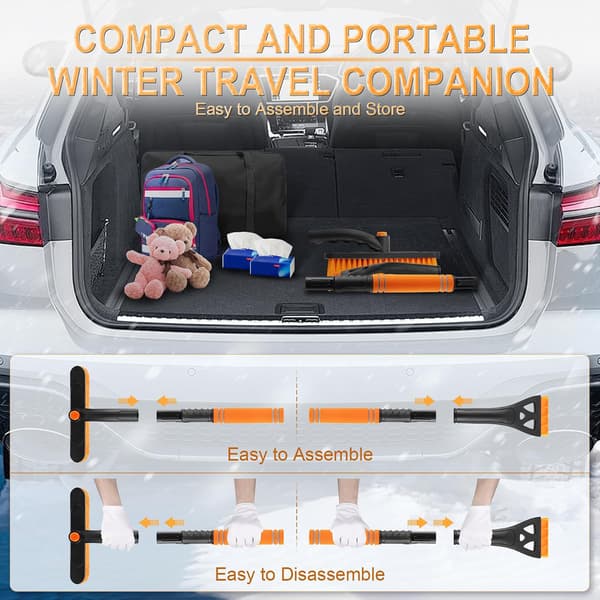 Extendable Ice Scraper & Snow Brush 80 cm – 360° Rotating Snow Remover for Car, SUV & Pickup