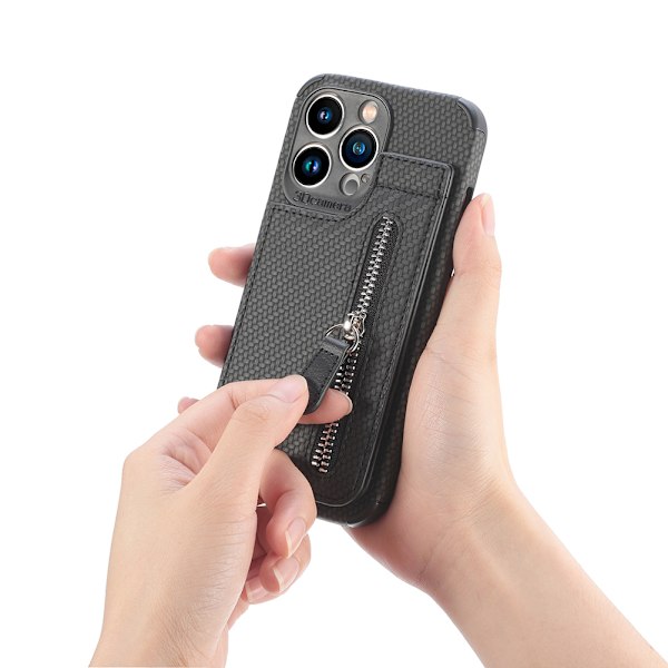Læder kortholder magnetisk pung telefoncover iPhone 14 /14 Pro/14 Pro Max, iPhone 13 /13 Pro/13 Pro Max, iPhone, 12 /12 Pro/12Pro Max Sort