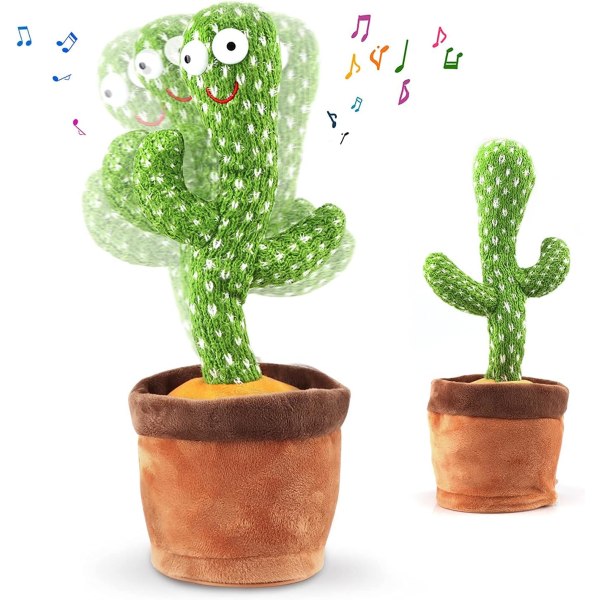 Dansende kaktus Talende legetøj, Gentag hvad du siger, Syng, Dans, Optagelse, LED (120 sange)