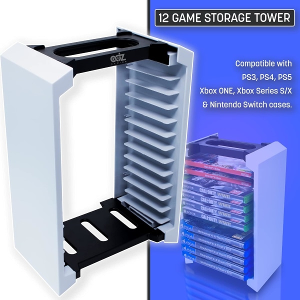 3 i 1 Spelkonsol Organizer, PS5 Tillbehör Set -12 Disc Universal Game Storage Tower
