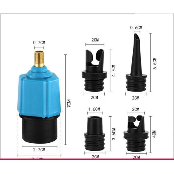 munstycksluftpumpadapter, båtluftpumpadapter, uppblåsbara pumpadaptrar för kajak, paddleboard, uppblåsbar säng, uppblåsbar båt, uppblåsbar jolle