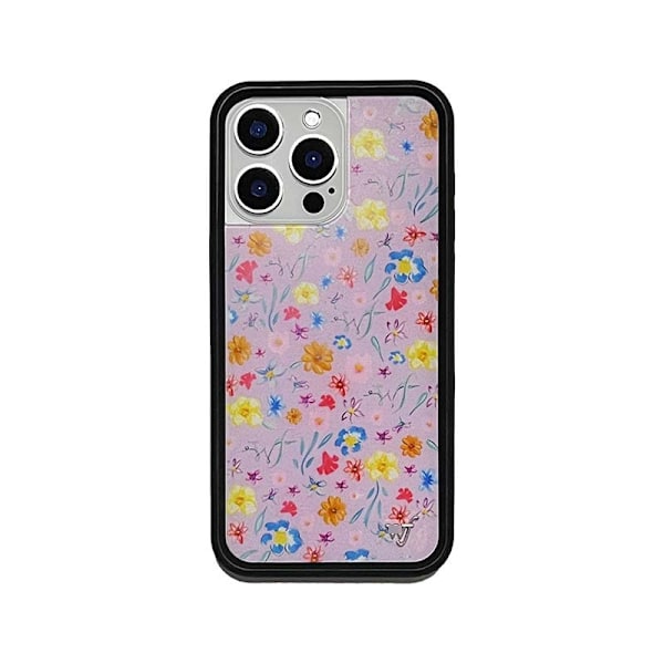 för iPhone 16 pro max, Sött Utsökt Blommönster Estetiskt Telefonskal, Trendigt Mjukt Slimmat Telefonskydd för Tjejer Kvinnor Blomfodral, Lila 01