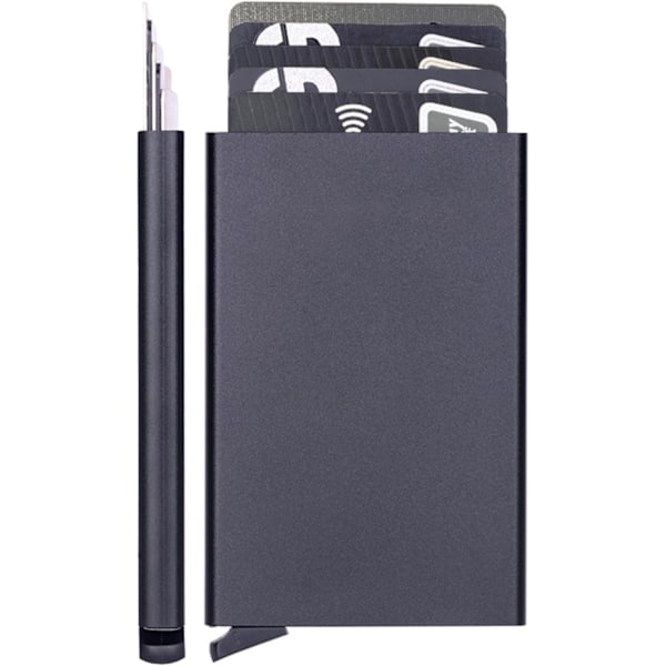 Beskyttende metal kortlomme - automatisk aluminiums kortlomme - stilfuldt design, sort black