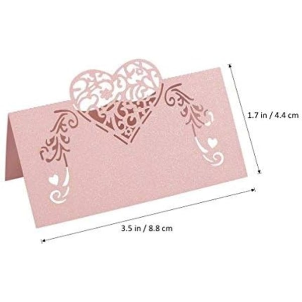 plasseringskort for bröllop med hjerte i rosa 50st