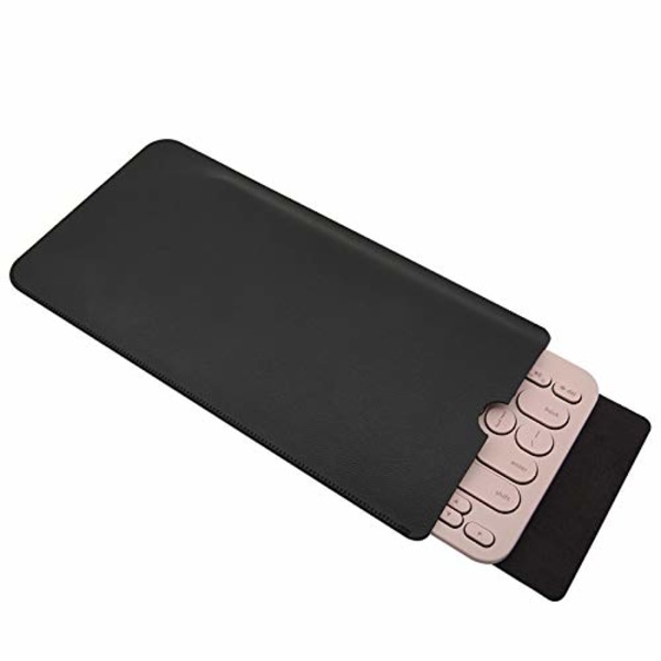 PU-lær bærbar tastaturveske oppbevaringspose støvtett beskyttende etui for Logitech K380 Multi-Device Bluetooth-tastatur (svart)