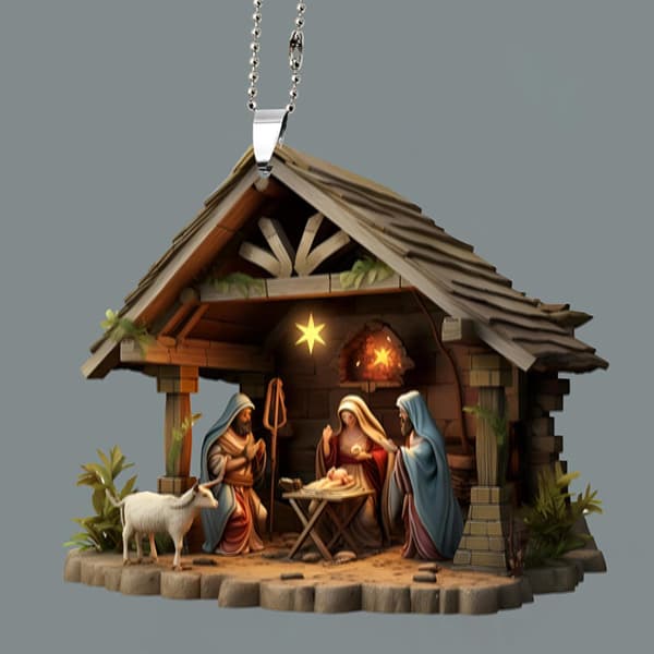 Julkrubbahänge, julgransdekoration | Julkrubba Julkrubba Ornament, 3D Akryl Julkrubba Julkrubba Ornament E