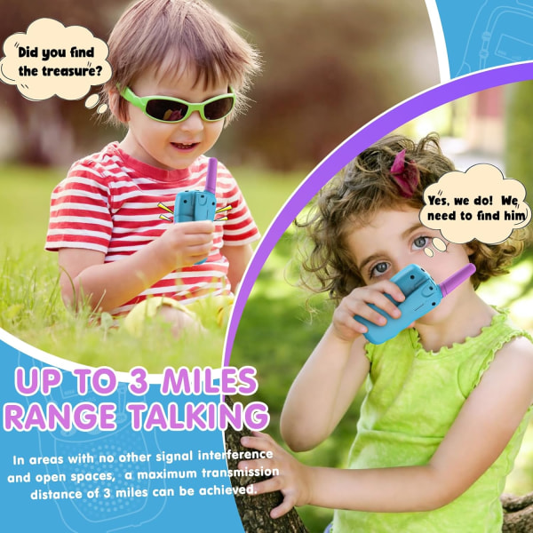 Selieve legetøj til 3-14 årige børn, walkie talkies til børn 22 kanaler 2-vejs radiolegetøj med baggrundsbelyst LCD-lommelygte
