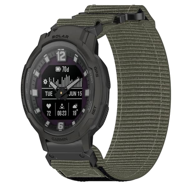 22 mm nylonarmbånd for Garmin Instinct Crossover Solar Grey