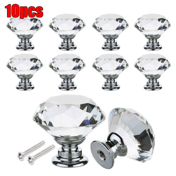 10 - kpl Home Clear Diamond Crystal Kahva Ovennuppi Kristallinkirkas Crystal clear 10PCS
