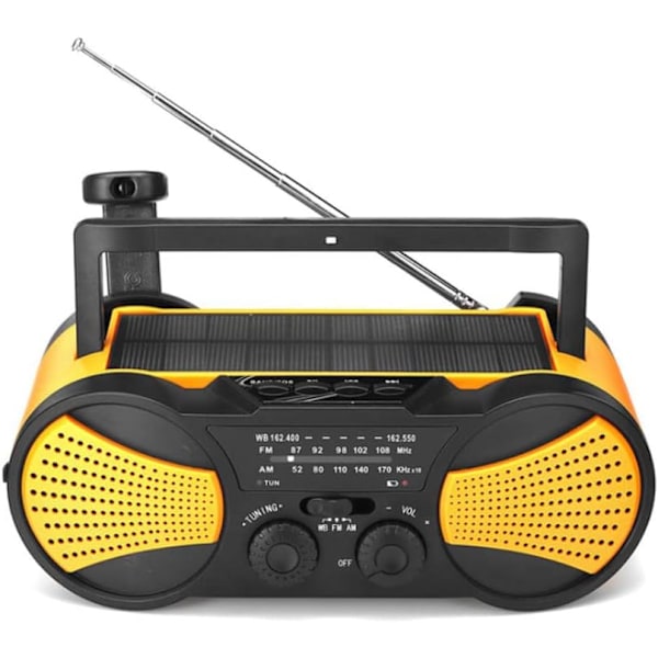 Solcellepanel Powerbank Håndsveiv Selvdrevet Powerbank AM/FM Væroppdatering Bærbar Radio Oppladbar