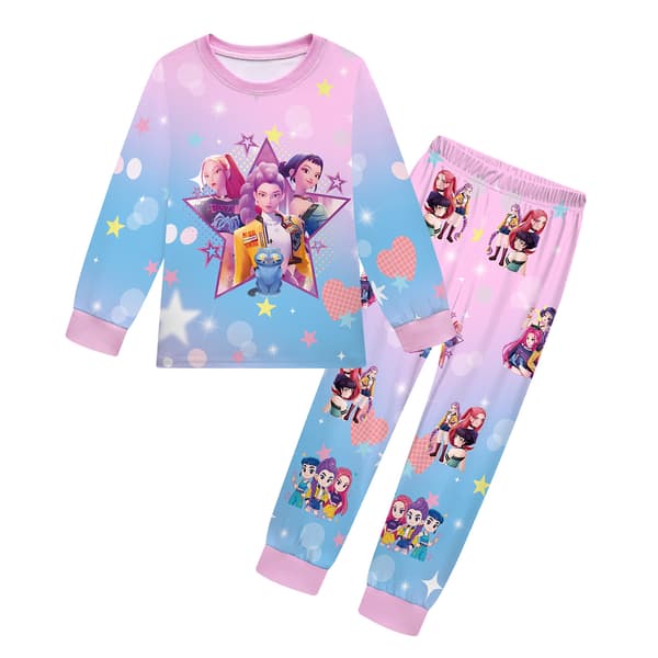 （AZC）Demon Hunters Pyjamasset för Barn med Långärm och Långbyxor rosa pink pink 100cm
