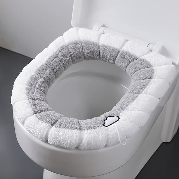 Toalettsitsdyna, non-stick, söt, varm, bärbar, för alla årstider Grey
