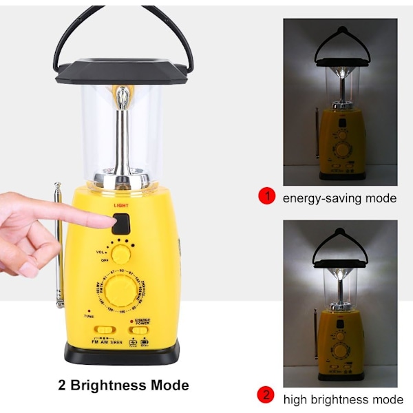 Solcellsdriven Nödradio, Multifunktionell Handvev Solcellsdriven Ficklampa Solcellsdriven LED-ficklampa