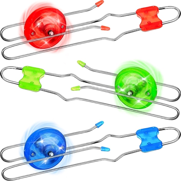 Retro Magic Rail Twirler Legetøj 3-pak LED Lysende Glow Gyro Hjul Magnetisk Yoyo