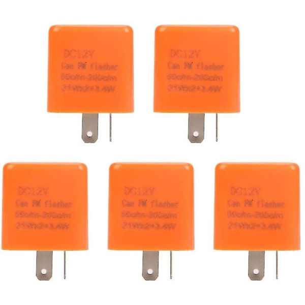 5 stk/sett 12v 2 pins LED-blinkrelé, lysrelé LED-blinkrelé Signalindikatorlampe kompatibel med motorsykler/sykler