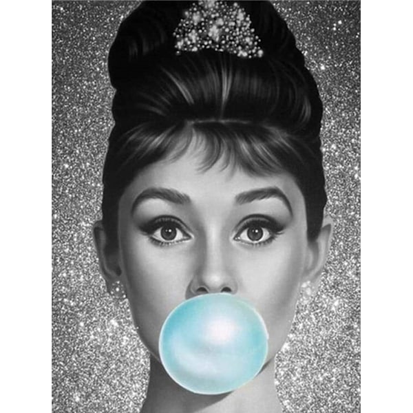 5D DIY-kit för vuxna och barn, diamantmålning, retrokvinna som blåser bubblor, full diamantbroderi