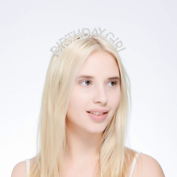 Tyttöjen syntymäpäiväpäänauhat tekojalokivikristallista timanttiprinsessan syntymäpäivähiusnauhat hiusklipsit hopea/kulta (hopea)