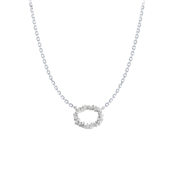 S925 sølv halskjede klassisk morsdag gave for kvinner og jenter Rhinestone runde
