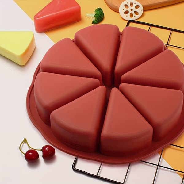 Silikon Trekant Kakeform Sett, Non-Stick 8-Hulls Bakeform for Muffins og Cupcakes Red