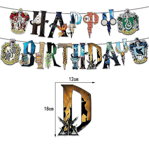Harry Potter -aiheinen syntymäpäiväjuhlan koristetarvikkeet Ilmapallot Banner Kakunpäällinen Setti