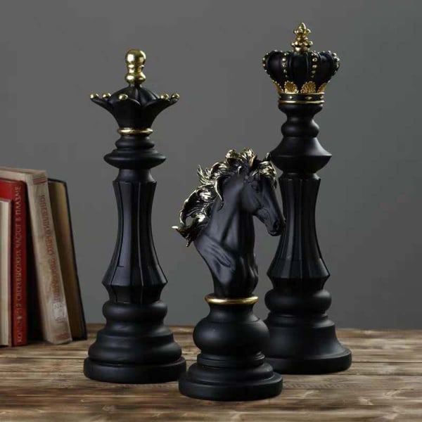 Skak King Queen Knight Resin Crafts International Chess Statue Skulptur