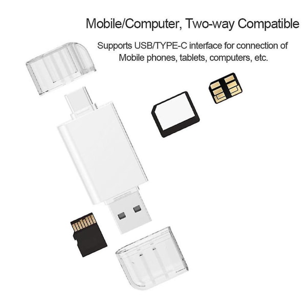 Usb-c Type C / USB 2.0 til Nm Nano minnekort Tf -sd kortleser for mobiltelefon og forsterker bærbar PC