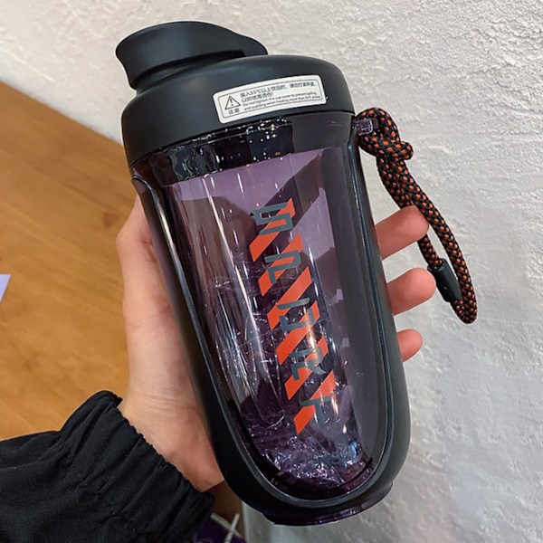 590 ml Fitness Sport vannflaske lekkasjesikker Shaker Cup drikkeflaske for utendørsaktiviteter svart