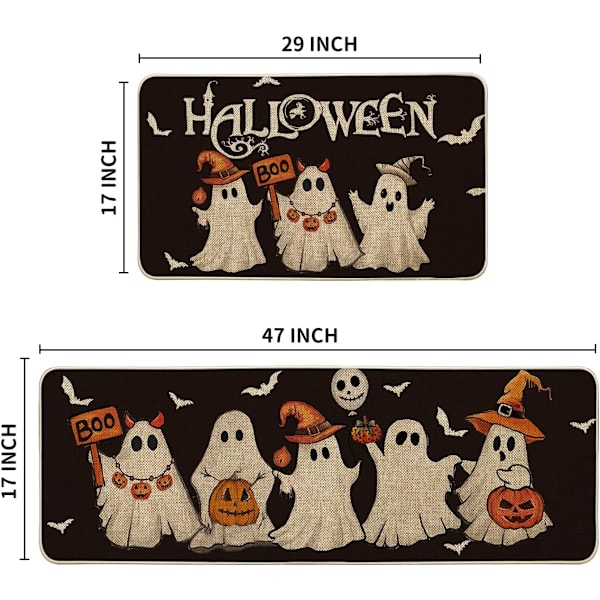 Artoid Mode Ghost Pumpkin Bat Musta Halloween-ovi Matto ja Keittiömatot 2 kpl