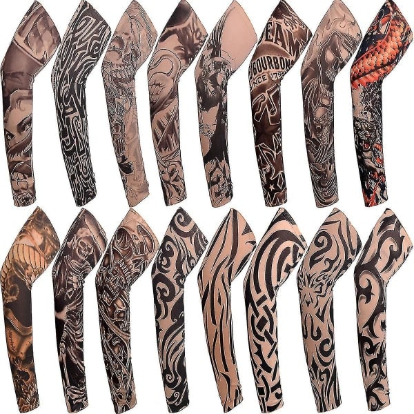 8 kpl Käsivarren Kukkakäsivarren Tattoo Miehille ja Naisille Kesä Auringonsuojakäsivarren Hihat Satunnainen Väri