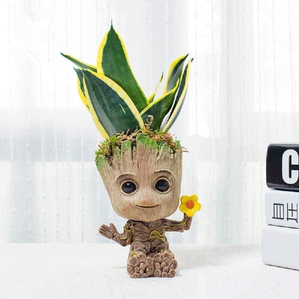 Plantekar Groot blomsterpotte - Guardians of The Galaxy Groot for penneholder、 Skrivebordspynt、Plantepotte med dreneringshull (2 pakke)
