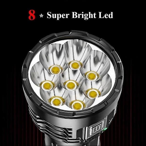 Supertehokas 12000000LM Taskulamppu 8 LED USB Ladattava Taktinen